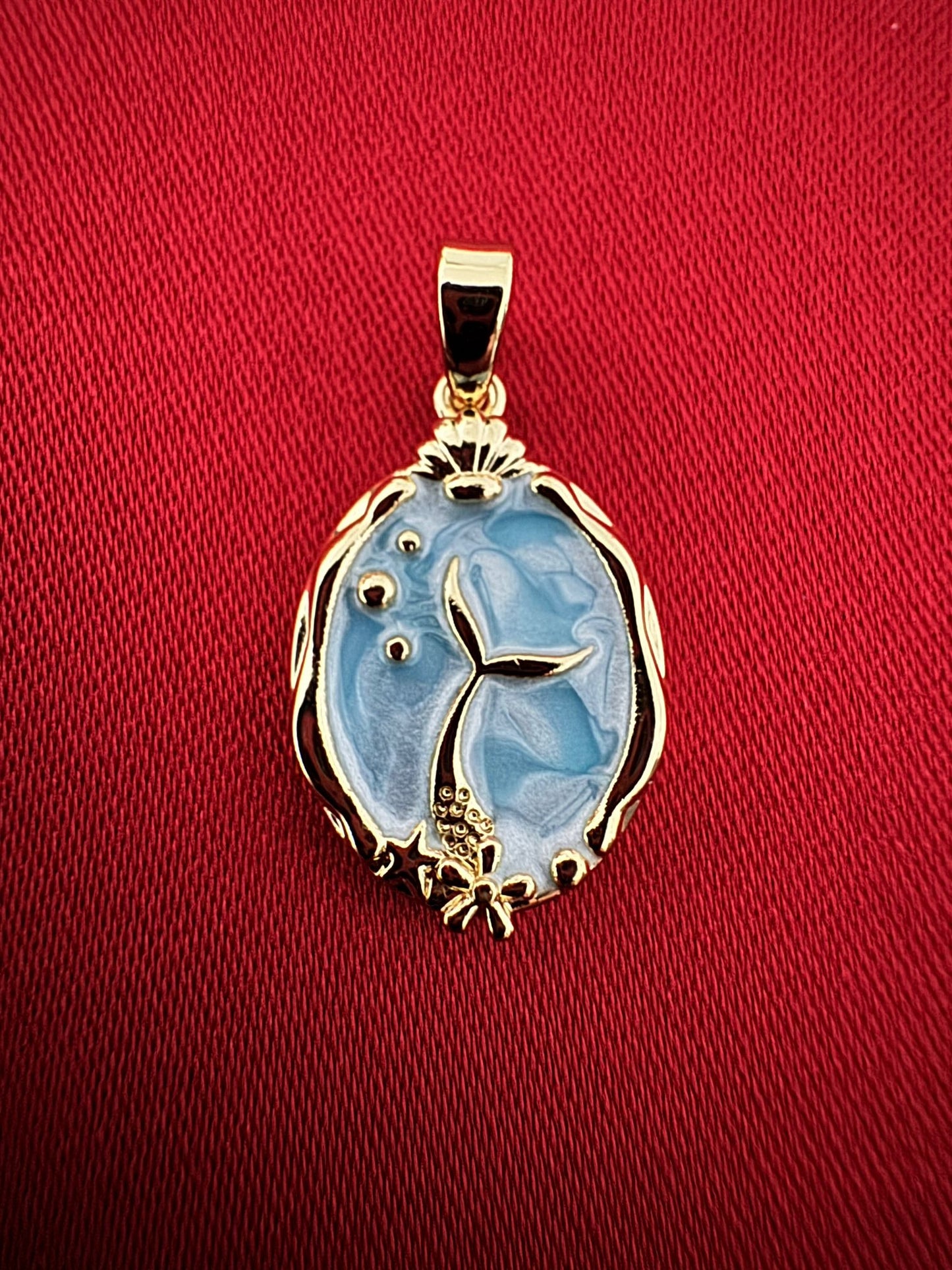 14K Altın Kaplama Balina Kuyruğu Kolye Ucu