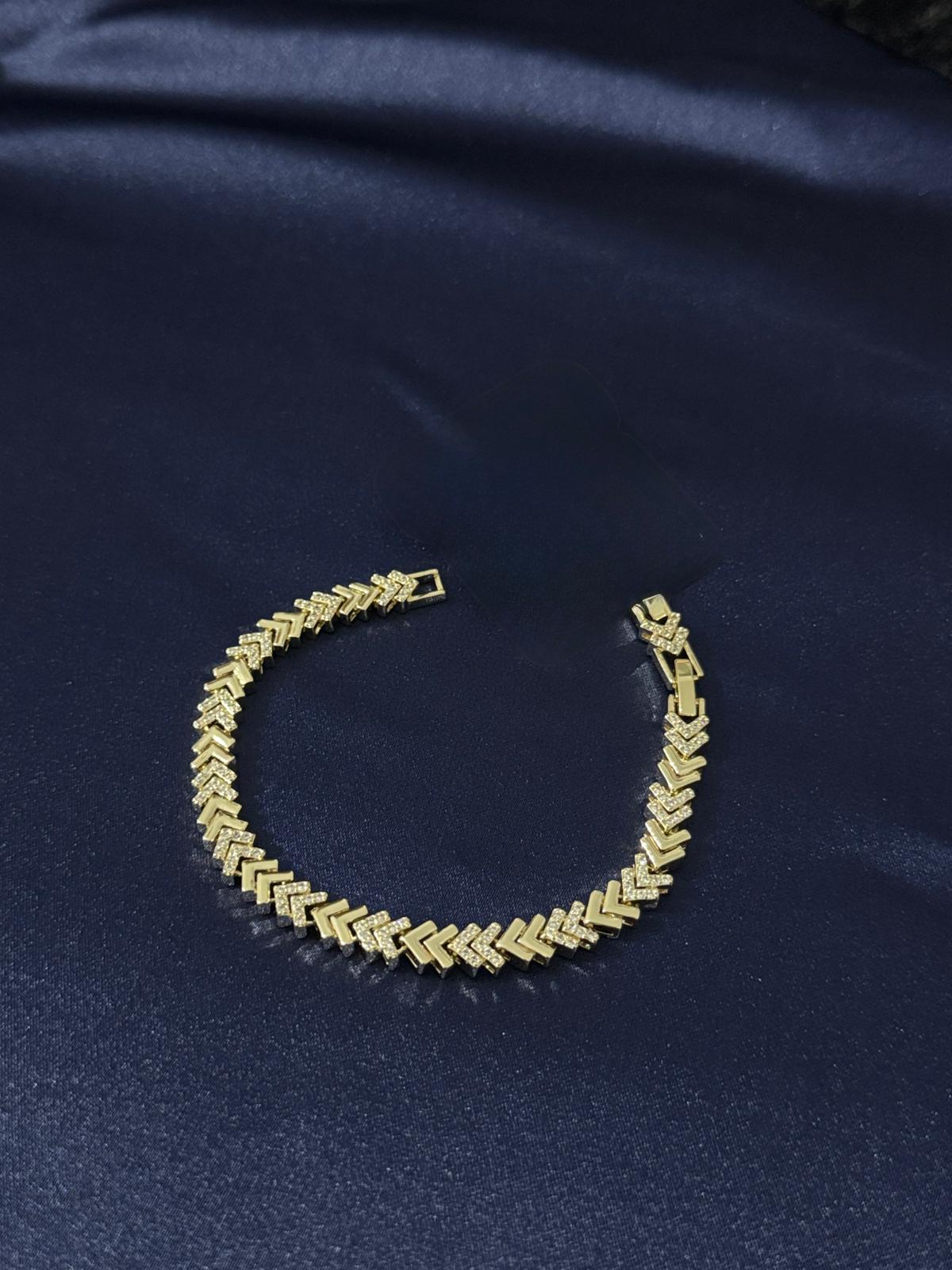 14K Altın Kaplama VIP Chevron Bileklik