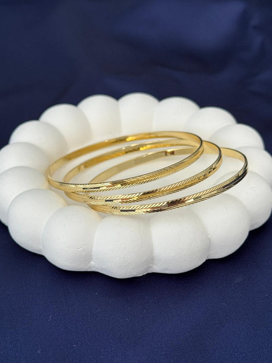 14K Altın Kaplama Ajda Bilezik 3'lü