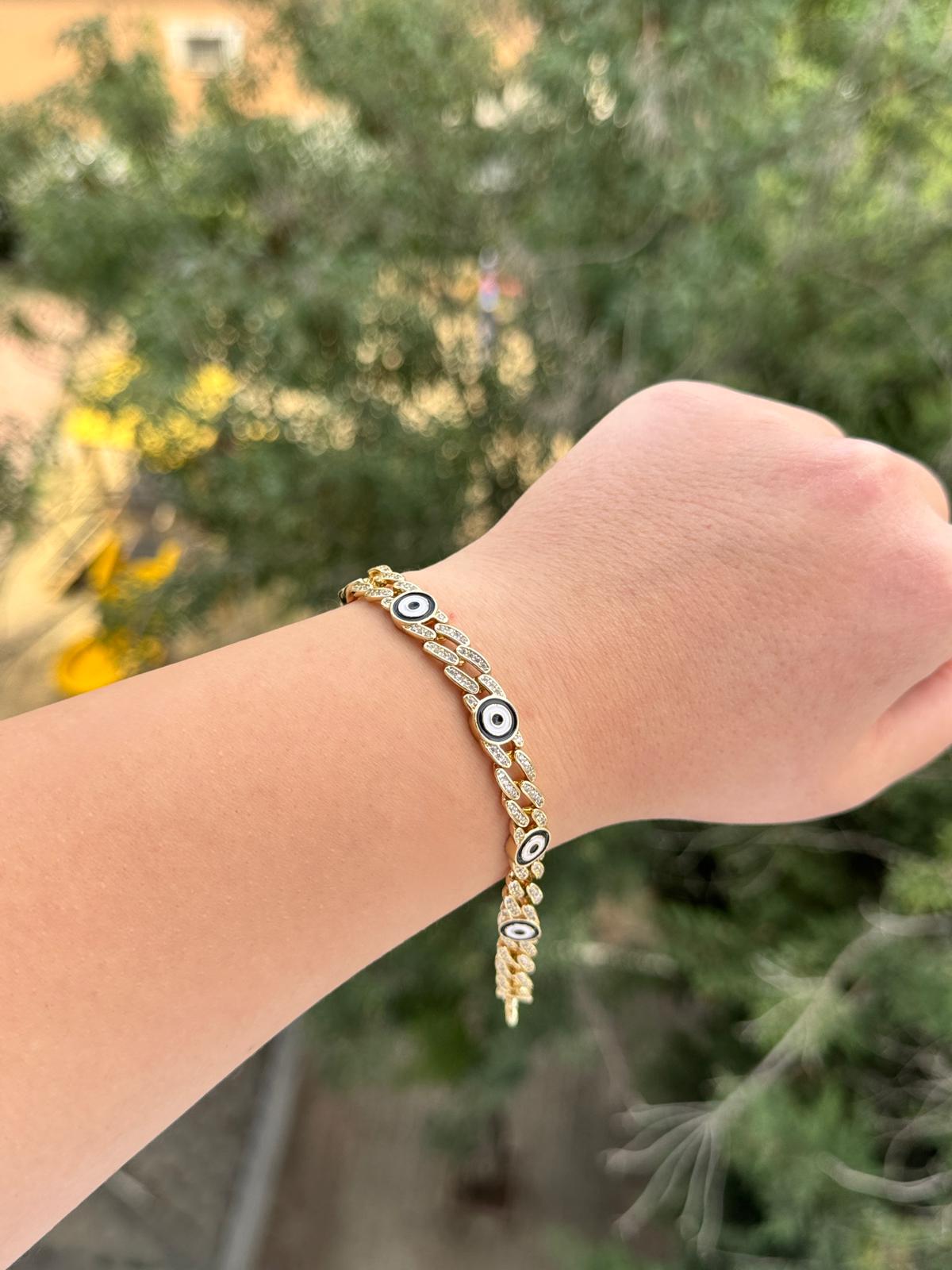 14K Altın Kaplama Kararma Yapmaz Nazar Boncuklu Kadın Bileklik